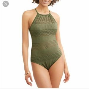 Olive Green Crochet Swimsuit